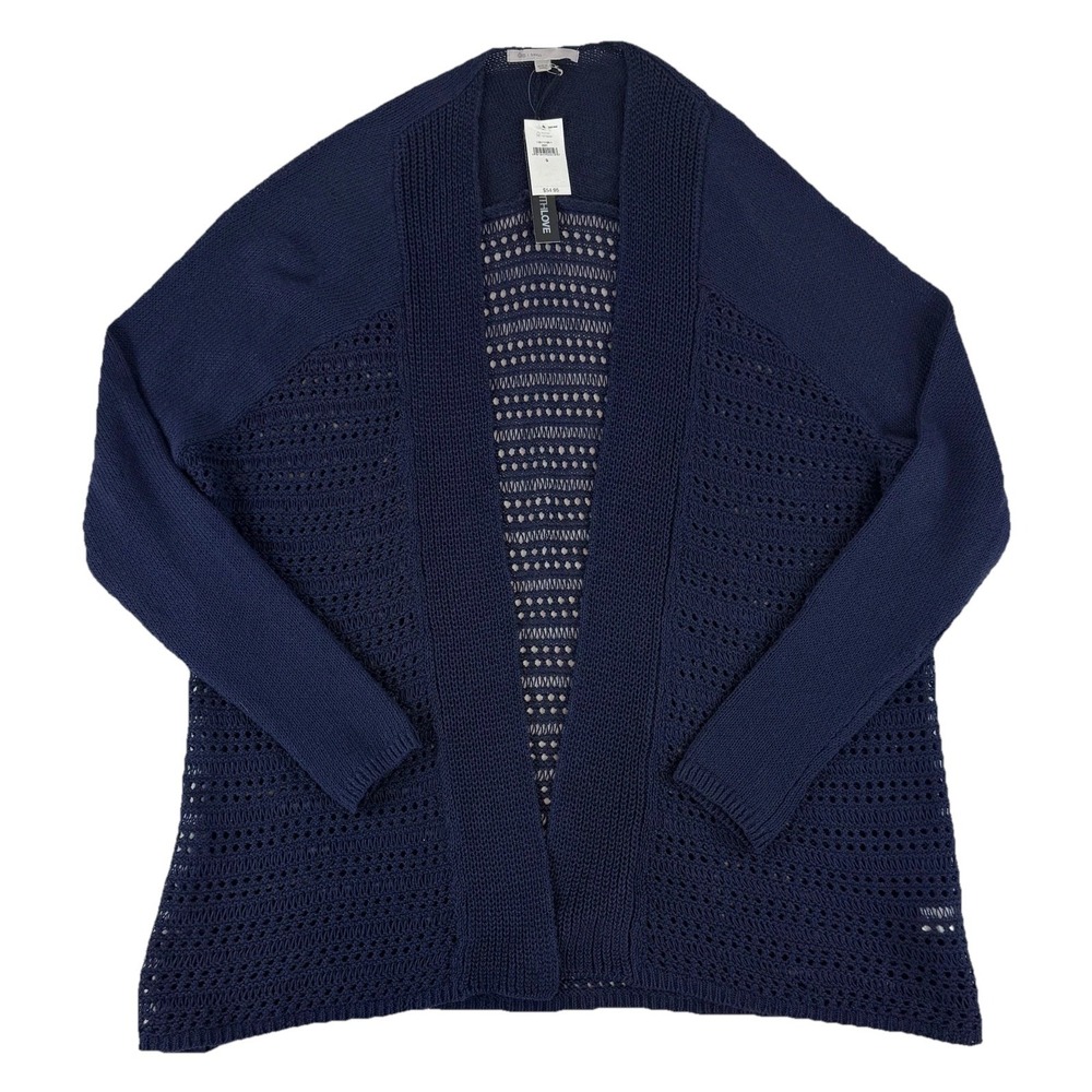 GAP Open Stitch Cardigan‎ Women's Small Sweater Linen Blend Navy NWT
